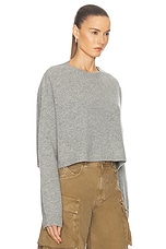 Acne Studios Crew Neck Crop Jumper in Grey Melange, view 2, click to view large image.