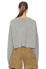 Acne Studios Crew Neck Crop Jumper in Grey Melange, view 3, click to view large image.