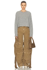 Acne Studios Crew Neck Crop Jumper in Grey Melange, view 4, click to view large image.