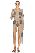 Acne Studios Ecardi Long Cardigan in Light Grey, view 1, click to view large image.