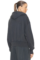 Acne Studios Felly Gothic Logo Zip Up Hoodie in Ocean Blue, view 1, click to view large image.