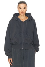 Acne Studios Felly Gothic Logo Zip Up Hoodie in Ocean Blue, view 2, click to view large image.