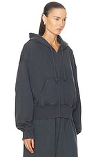 Acne Studios Felly Gothic Logo Zip Up Hoodie in Ocean Blue, view 3, click to view large image.