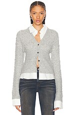 Acne Studios Kaite Krinkle Cardigan in Light Grey | FWRD