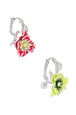 Acne Studios Earrings in Silver, Red, & Yellow, view 3, click to view large image.