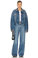 Acne Studios Oversized Cropped Denim Jacket  in Mid Blue, view 4, click to view large image.