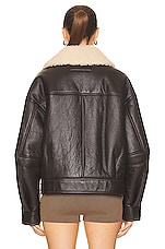 Acne Studios Biker Jacket in Dark Brown & Beige, view 4, click to view large image.