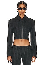 Acne Studios Crop Jacket in Charcoal Grey, view 1, click to view large image.