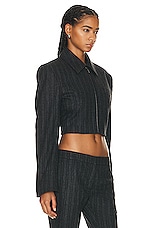 Acne Studios Crop Jacket in Charcoal Grey, view 2, click to view large image.