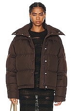Acne Studios Puffer Jacket in Coffee Brown, view 1, click to view large image.