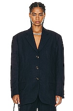 Acne Studios Metallic Bonded Flannel Blazer in Navy Blue, view 1, click to view large image.