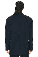 Acne Studios Metallic Bonded Flannel Blazer in Navy Blue, view 3, click to view large image.