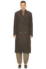 Acne Studios Long Coat in Taupe Grey, view 1, click to view large image.