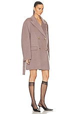 Acne Studios Belted Short Coat in Dusty Lilac, view 2, click to view large image.