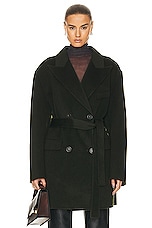 Acne Studios Belted Short Coat in Forest Green, view 1, click to view large image.