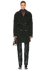 Acne Studios Belted Short Coat in Forest Green, view 5, click to view large image.