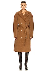 Acne Studios Belted Trench Coat in Camel Beige, view 2, click to view large image.