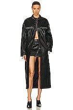 Acne Studios Leather Floor Length Coat in Black, view 1, click to view large image.