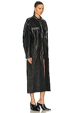 Acne Studios Leather Floor Length Coat in Black, view 2, click to view large image.