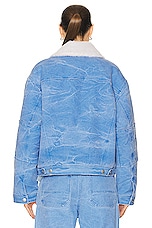 Acne Studios Face Denim Jacket in Powder Blue, view 3, click to view large image.