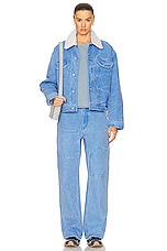 Acne Studios Face Denim Jacket in Powder Blue, view 4, click to view large image.