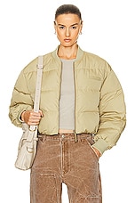 Acne Studios Cropped Puffer Jacket in Pistachio Green, view 1, click to view large image.