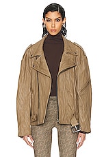 Acne Studios Oversized Leather Jacket in Brown, view 1, click to view large image.