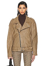 Acne Studios Oversized Leather Jacket in Brown, view 2, click to view large image.