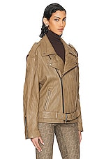 Acne Studios Oversized Leather Jacket in Brown, view 3, click to view large image.