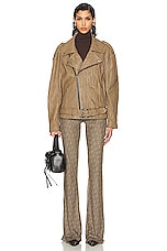 Acne Studios Oversized Leather Jacket in Brown, view 5, click to view large image.