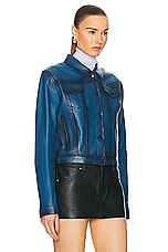 Acne Studios Leather Jacket in Blue, view 2, click to view large image.