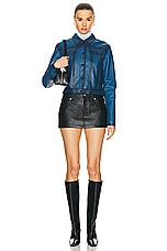 Acne Studios Leather Jacket in Blue, view 4, click to view large image.