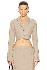 Acne Studios Cropped Blazer in Cold Beige, view 1, click to view large image.