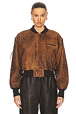 Acne Studios Crop Leather Jacket in Brown, view 1, click to view large image.