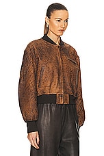 Acne Studios Crop Leather Jacket in Brown, view 2, click to view large image.