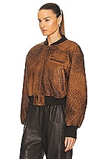Acne Studios Crop Leather Jacket in Brown, view 3, click to view large image.