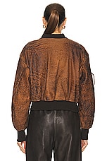 Acne Studios Crop Leather Jacket in Brown, view 4, click to view large image.
