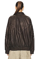 Acne Studios Leather Jacket in Brown, view 3, click to view large image.