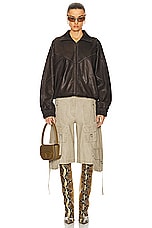 Acne Studios Leather Jacket in Brown, view 4, click to view large image.