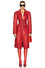 Acne Studios Leather Coat in Red, view 1, click to view large image.