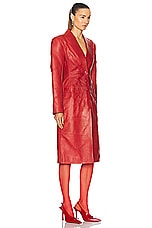 Acne Studios Leather Coat in Red, view 2, click to view large image.