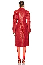 Acne Studios Leather Coat in Red, view 3, click to view large image.