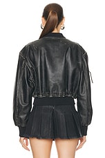 Acne Studios Cropped Leather Jacket in Black, view 4, click to view large image.
