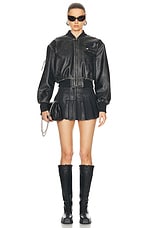 Acne Studios Cropped Leather Jacket in Black, view 5, click to view large image.