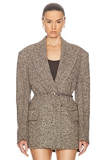 Acne Studios Single Breasted Suit Jacket in Brown & Beige, view 1, click to view large image.