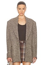 Acne Studios Single Breasted Suit Jacket in Brown & Beige, view 2, click to view large image.