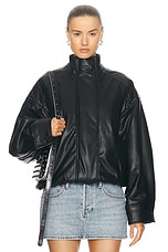 Acne Studios Faux Leather Bomber Jacket in Black, view 1, click to view large image.