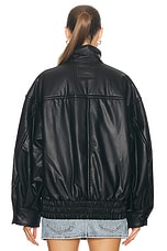 Acne Studios Faux Leather Bomber Jacket in Black, view 3, click to view large image.