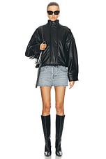 Acne Studios Faux Leather Bomber Jacket in Black, view 4, click to view large image.