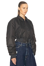 Acne Studios Shiny Nylon Bomber Jacket in Anthracite Grey, view 2, click to view large image.